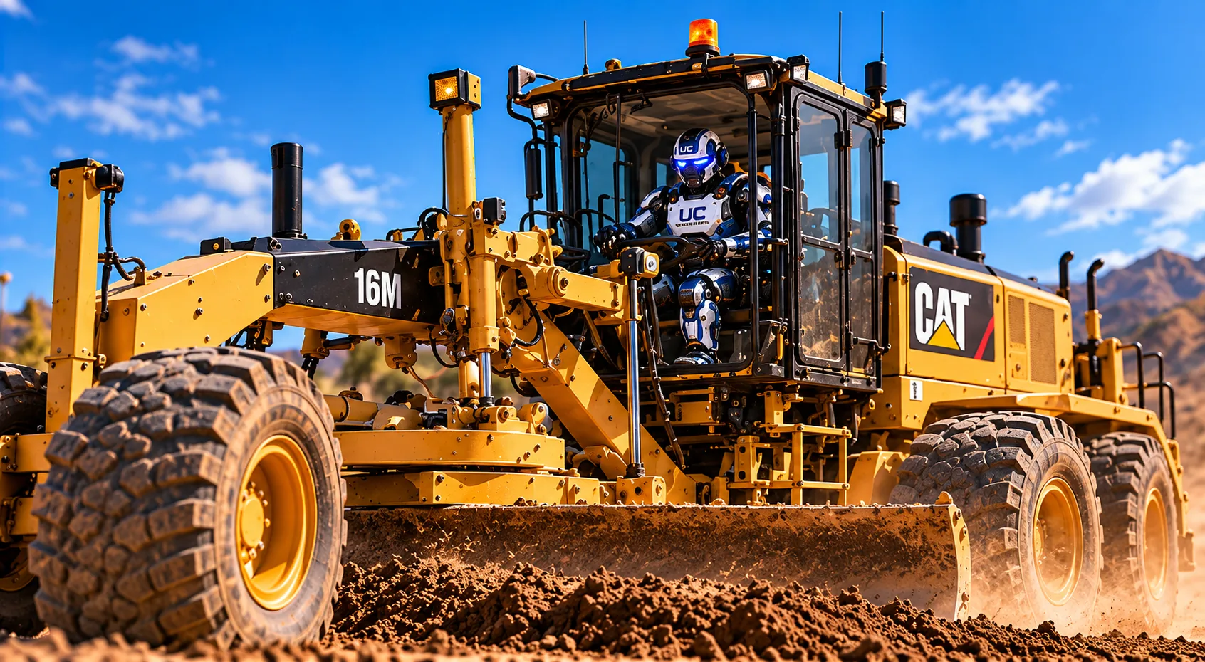 GRADE operating a CAT 16M motor grader